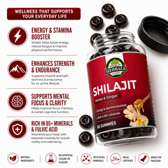 100% Pure Himalayan Shilajit Gummies (Honey & Ginger)