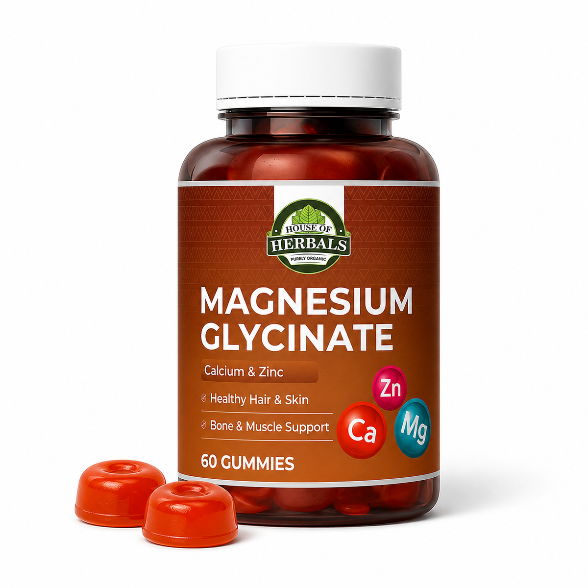 Magnesium Glycinate, Calcium & Zinc Herbal Gummies