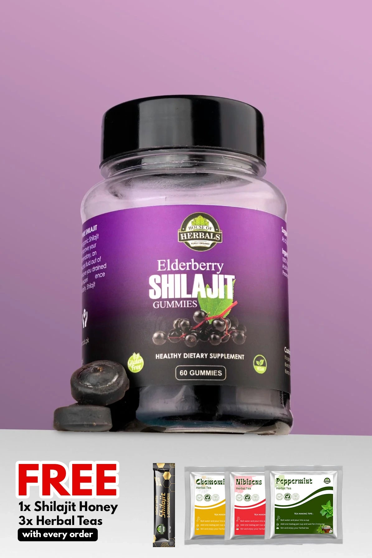 100% Pure Himalayan Shilajit Gummies (Elderberry)